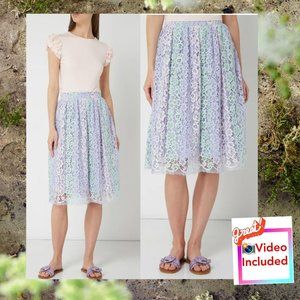 $375 NWT Blugirl Folies Purple Floral Lace Skirt L